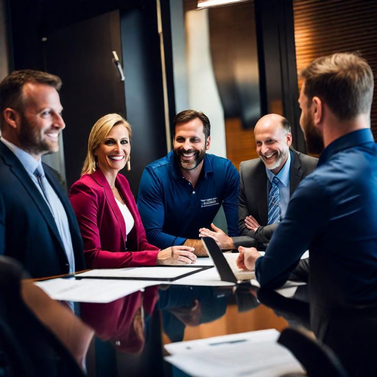 A candid photograph of the passionate team of experts at ShreddingMachinery.com, gathered together in a conference room, brainstorming and discussing innovative ideas. The image is shot from a low angle perspective with a shallow depth of field, focusing on the engaged expressions and gestures of the team members. Warm, natural lighting enhances the camaraderie and dedication of the team. --ar 3:2